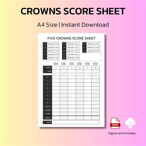 5 Crowns Score Sheet Example