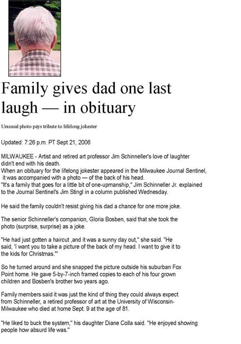 Example of a 5 dash obituary