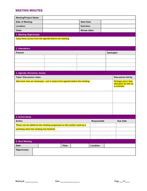 5 Essential Minutes Template Example 2