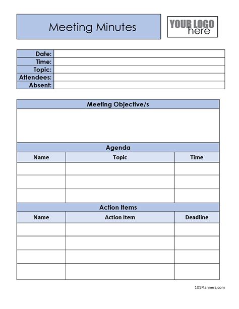 5 Essential Minutes Template Example 5