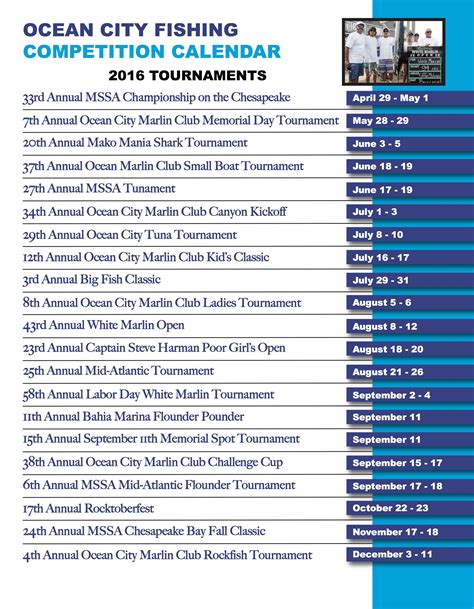 5 OC MD Events Schedule