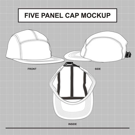 5 panel cap pattern template design