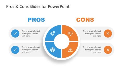 5 pros and cons template PowerPoint