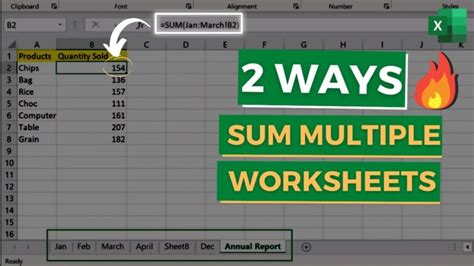 5 Ways To Sum Multiple Sheets In Excel