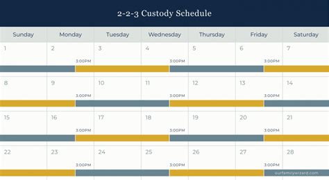 Image of a calendar with a 50/50 custody schedule