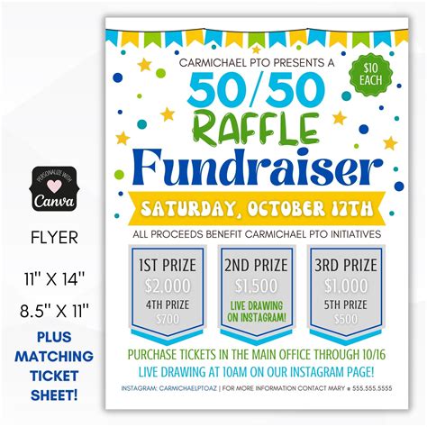 50/50 Raffle Flyer Template PDF