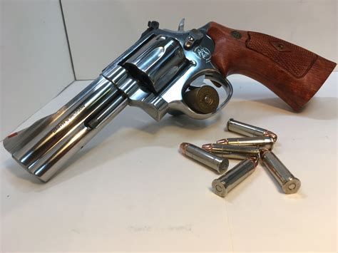 A.50 S&W Magnum revolver on a shooting range