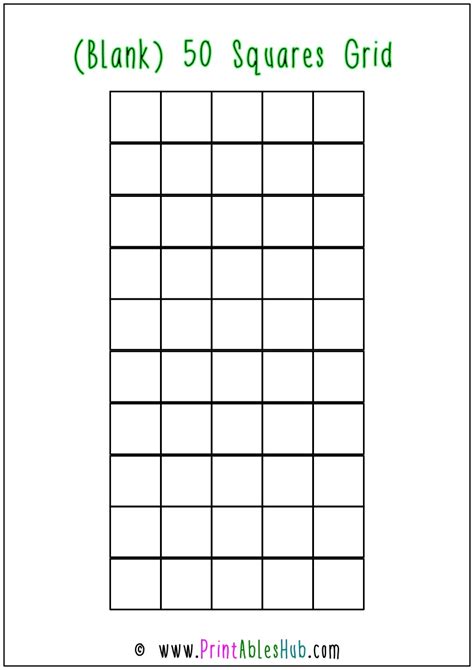 50 Square Grid with Numbers Template Example