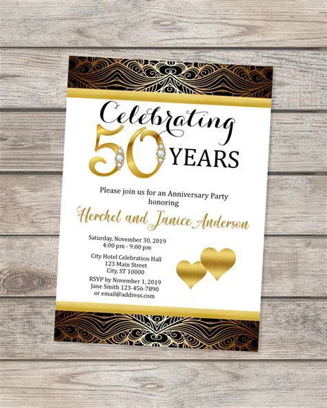 50th Anniversary Party Invitation Templates