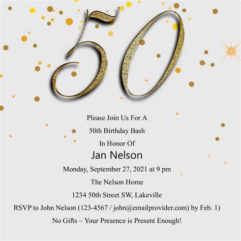 50th Birthday Party Invitation Wording Ideas