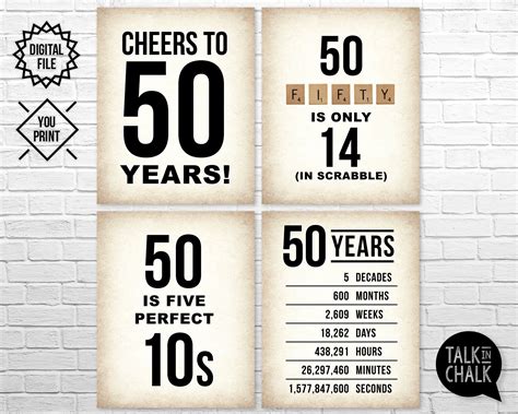 50th Birthday Printable Ideas