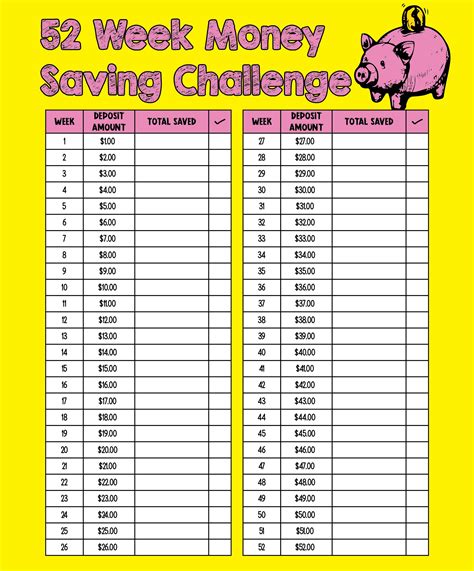 52-Week Savings Challenge Template