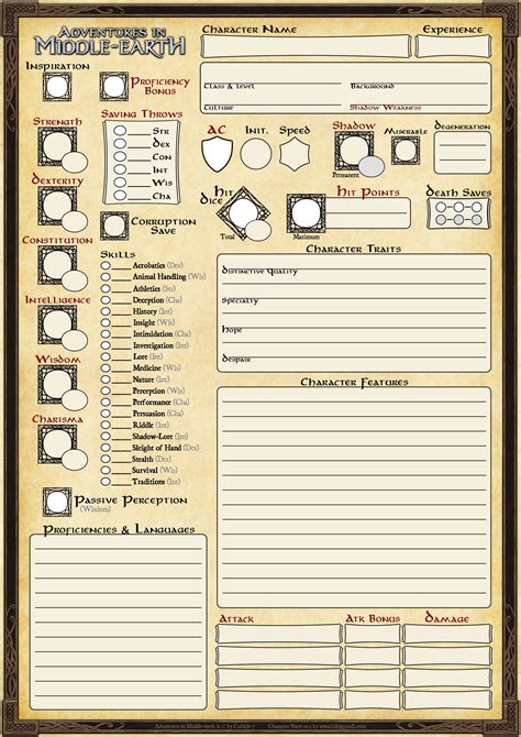 Example of a 5e character sheet template