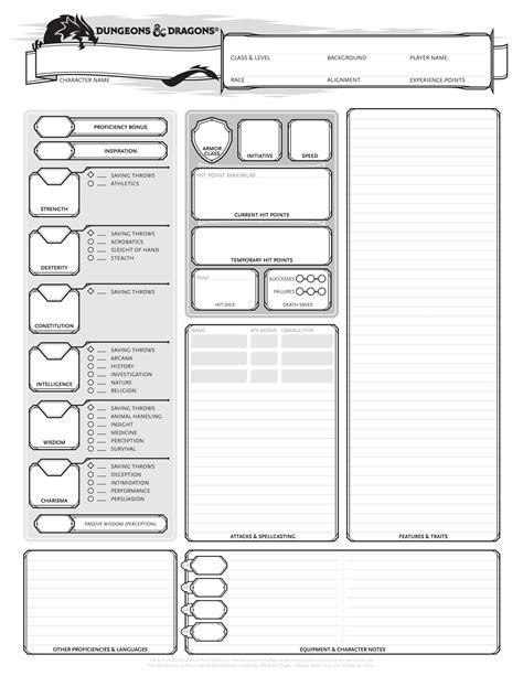 5e character sheet