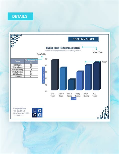 6 Column Chart Template InDesign