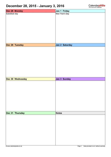 Free 6 week schedule template