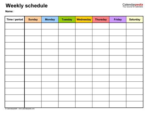 Download a PDF 6 week schedule template