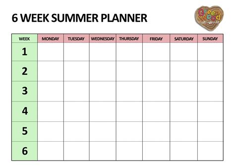 Word version of a 6 week schedule template