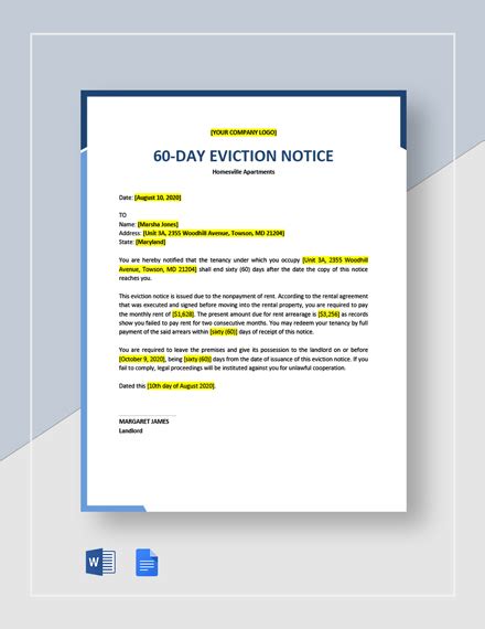 60-Day Notice to Vacate Template 2