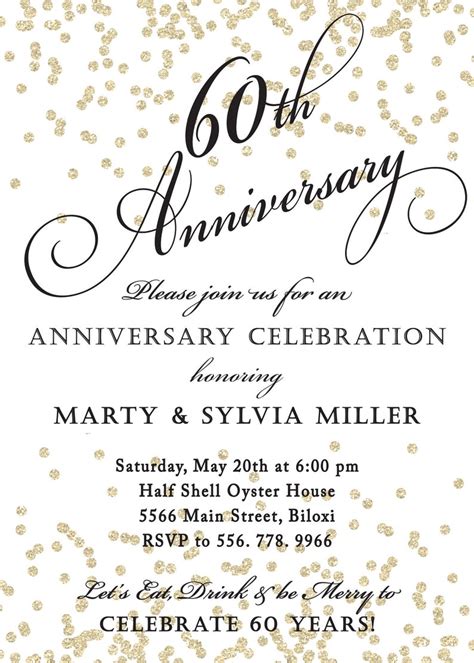 60th Anniversary Invitation Cards