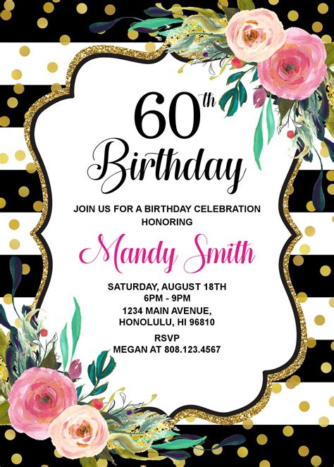 60th Birthday Invitation Ideas for Women