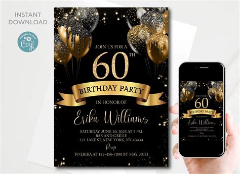 60th Birthday Invitation Template 2