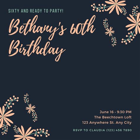 60th Birthday Invitation Template 4