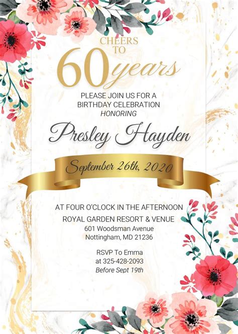 60th Birthday Invitation Template 8