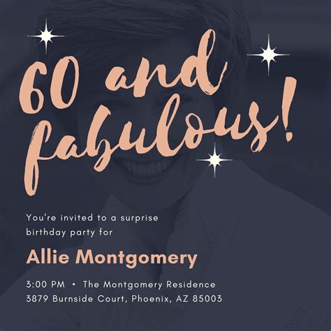 60th Birthday Invitation Template Canva