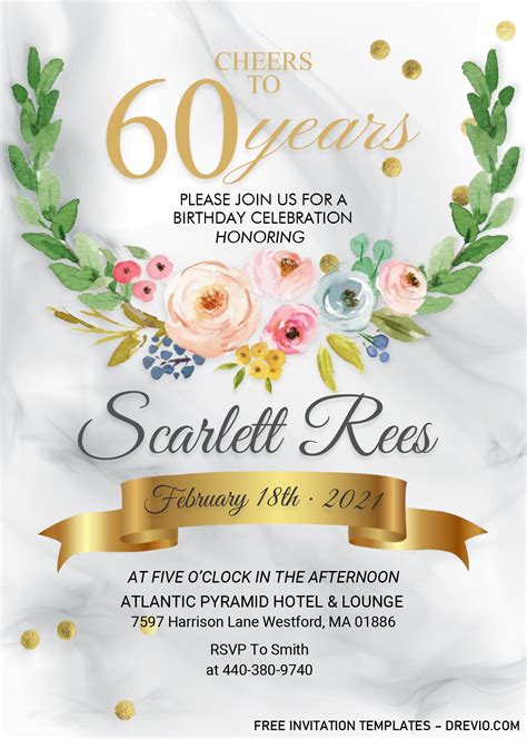 Template for 60th Birthday Invitation