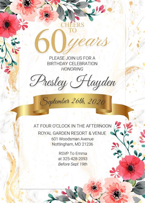 60th Birthday Invitations Template 6