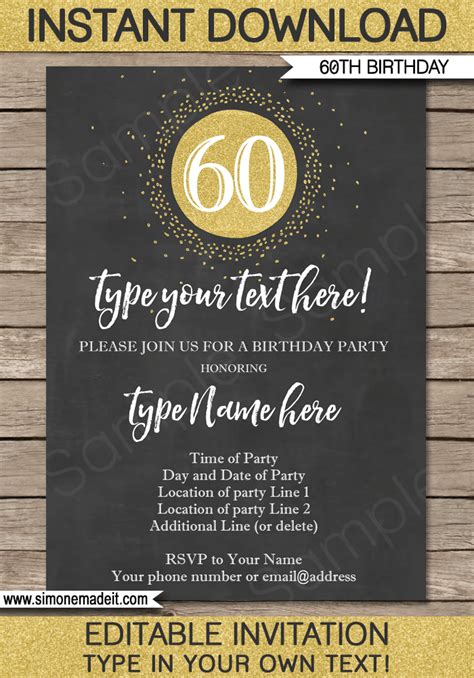 60th Birthday Invitations Template 8