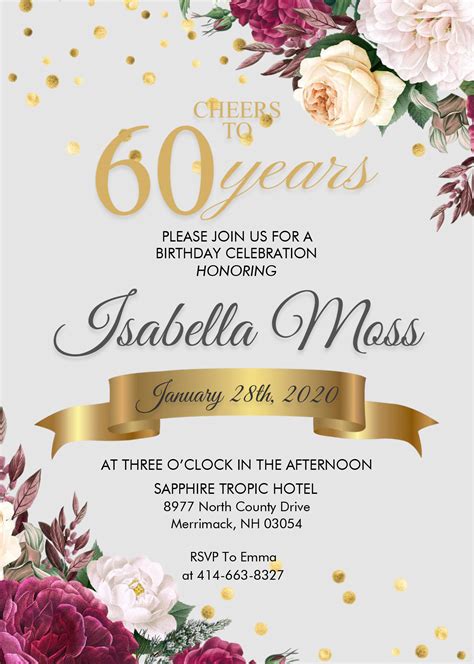 60th Birthday Invitations Template 9