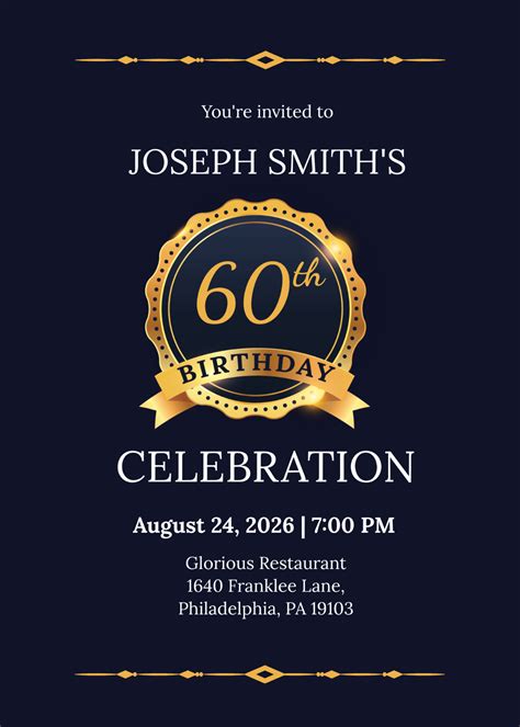 Example of a Destination 60th Birthday Template