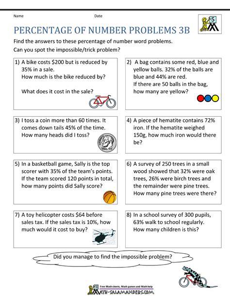 Percent worksheets