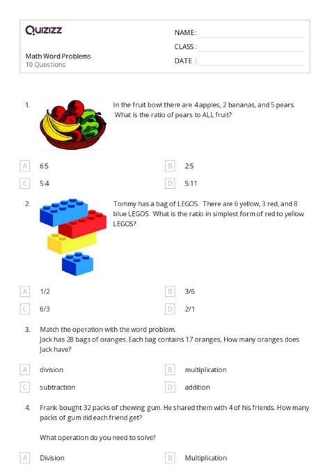 Word problem worksheets