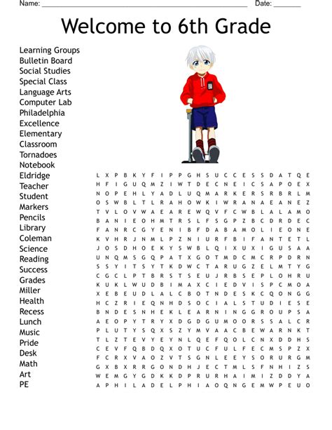 6th Grade Word Search Printables Math