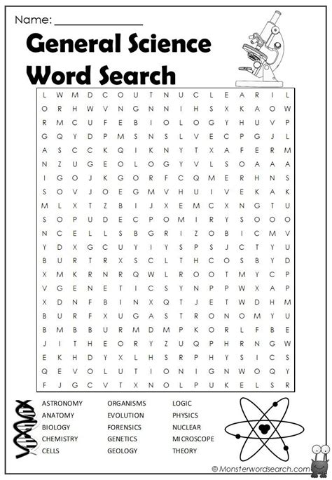 6th Grade Word Search Printables Science