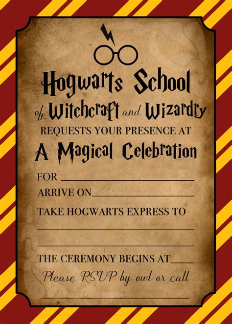 7 Magical Harry Potter Birthday Invitation Printables