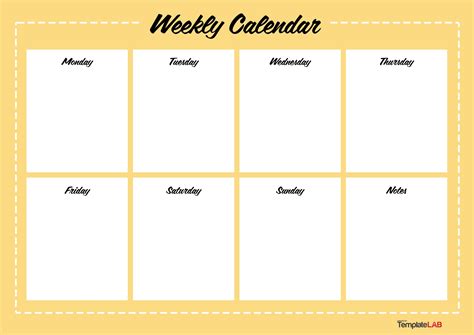 7-day calendar template in Microsoft Word