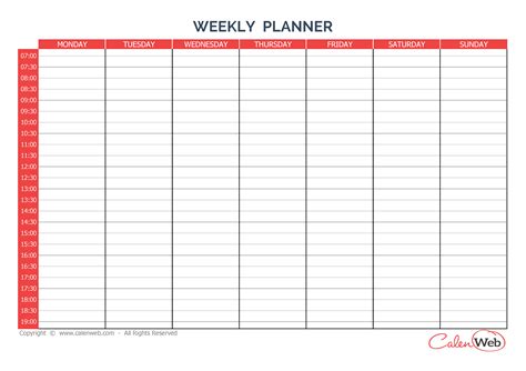 7-day planner template