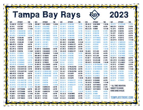 7 Rays Printable Schedule Templates