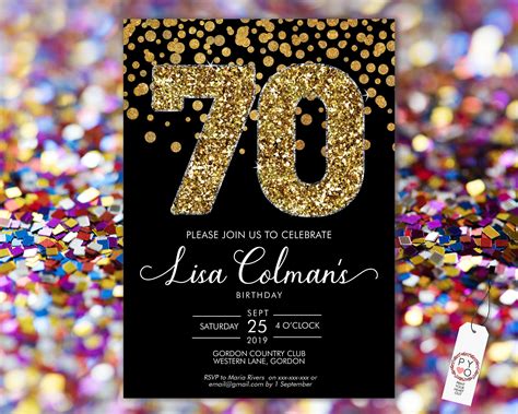 Fun 70th Birthday Invitation Template