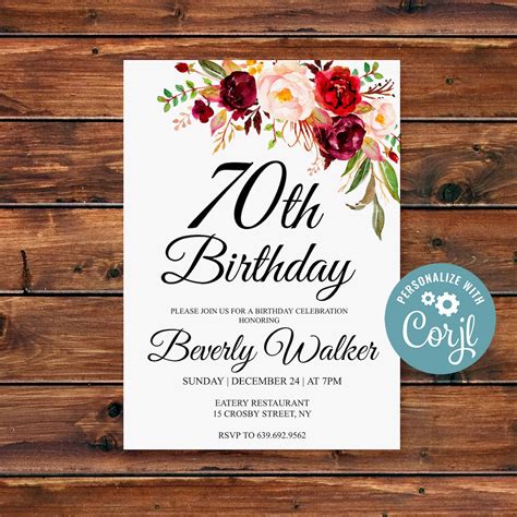 Fun and Playful 70th Birthday Invitation Template