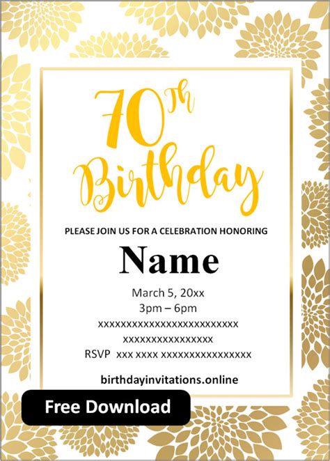 Whimsical 70th Birthday Invitation Template