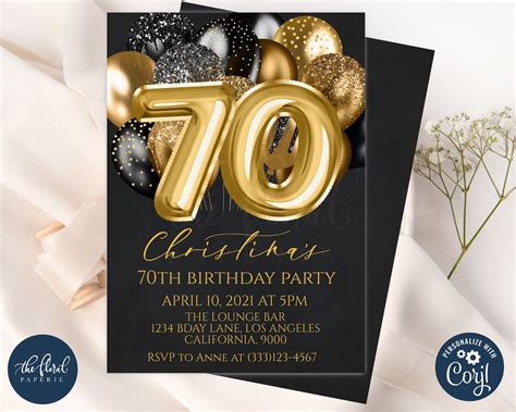 70th Birthday Invitation Templates