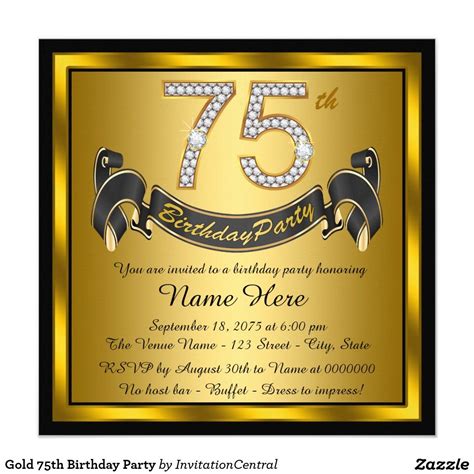 75th birthday invitation ideas