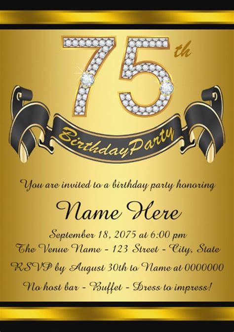 75th birthday invitation template