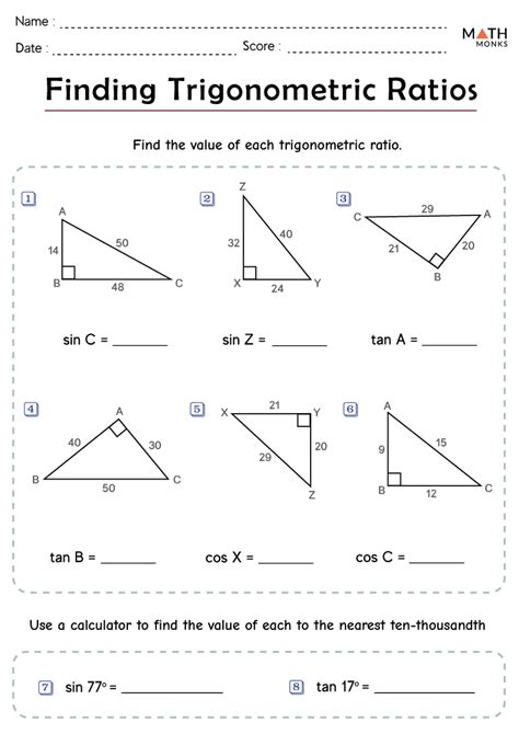 7th grade trigonometry worksheets