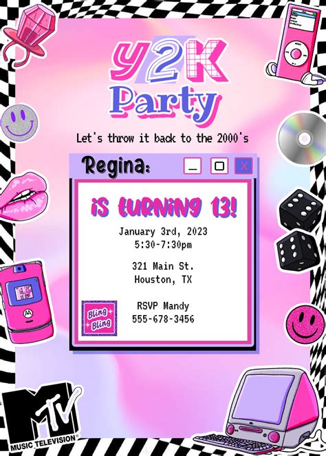 8-Bit Y2K Party Invitation